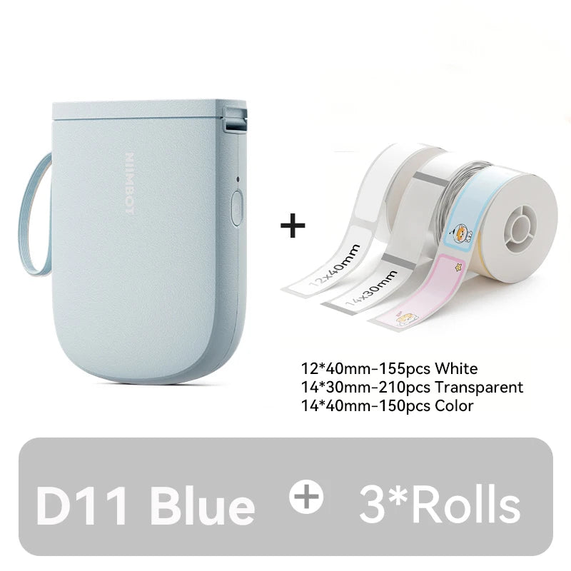 D11 Mini Thermal Label Printer 300DPI, Bluetooth Wireless Inkless Sticker Maker, Portable Label Printer for Android & iOS