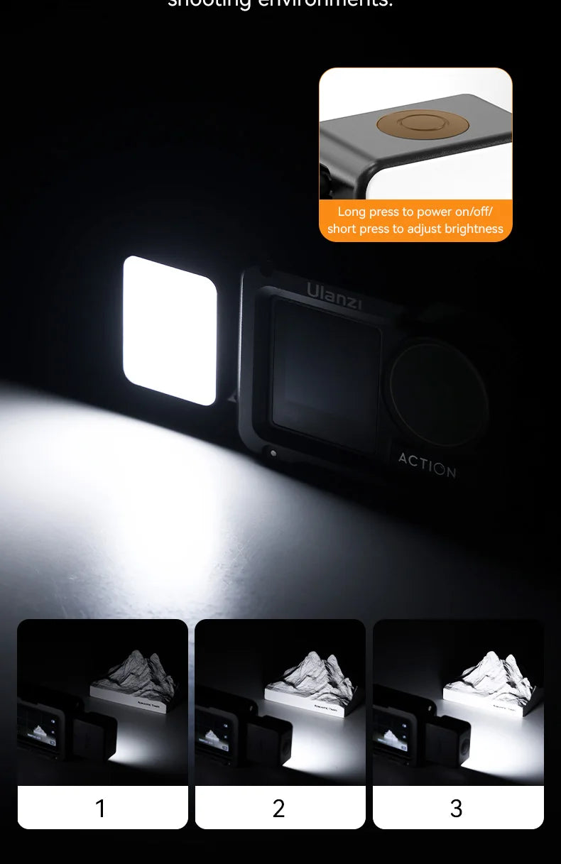 IPX5 Waterproof LED Video Fill Light, Magnetic Mini Light for DJI Osmo Action 5/4/3 & Pocket 3