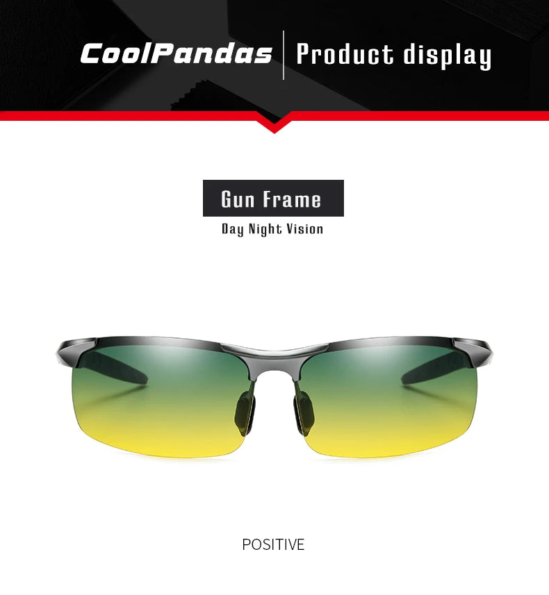 Aluminum Frame Photochromic Polarized UV400 Day Night Driving Safety Sunglasses for Men
