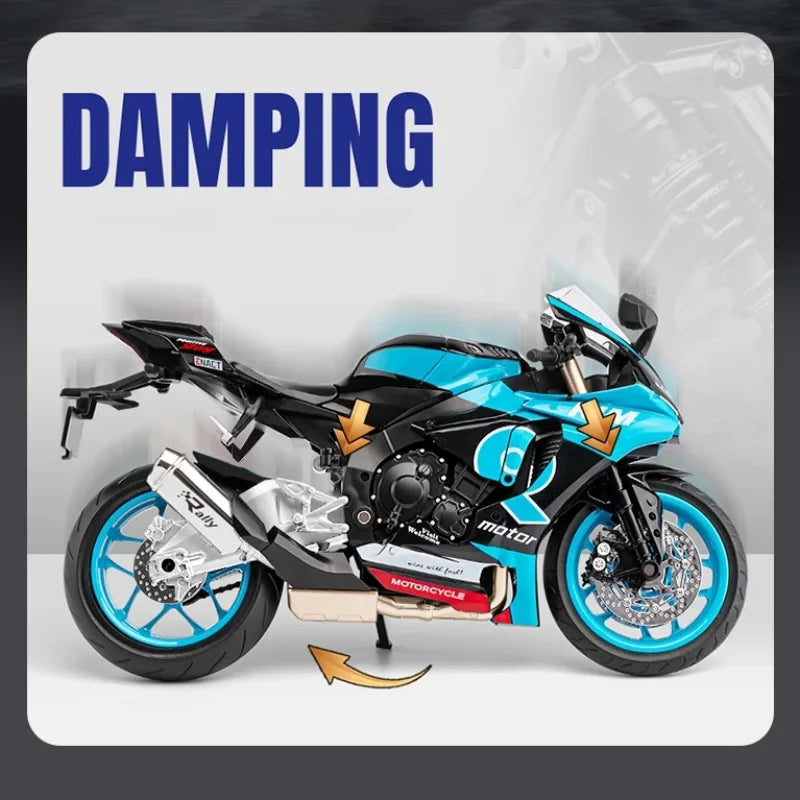 1:9 Yamaha YZF-R1M YZFR1M Alloy Die Cast Motorcycle Model Toy Vehicle Collection Sound and Light Off Road Autocycle Toys Car