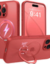 360° Rotatable Stand Case for iPhone 16 Pro Max Camera Lens Drop Protection Shockproof Slim Magnetic MagSafe Phone Case Pink