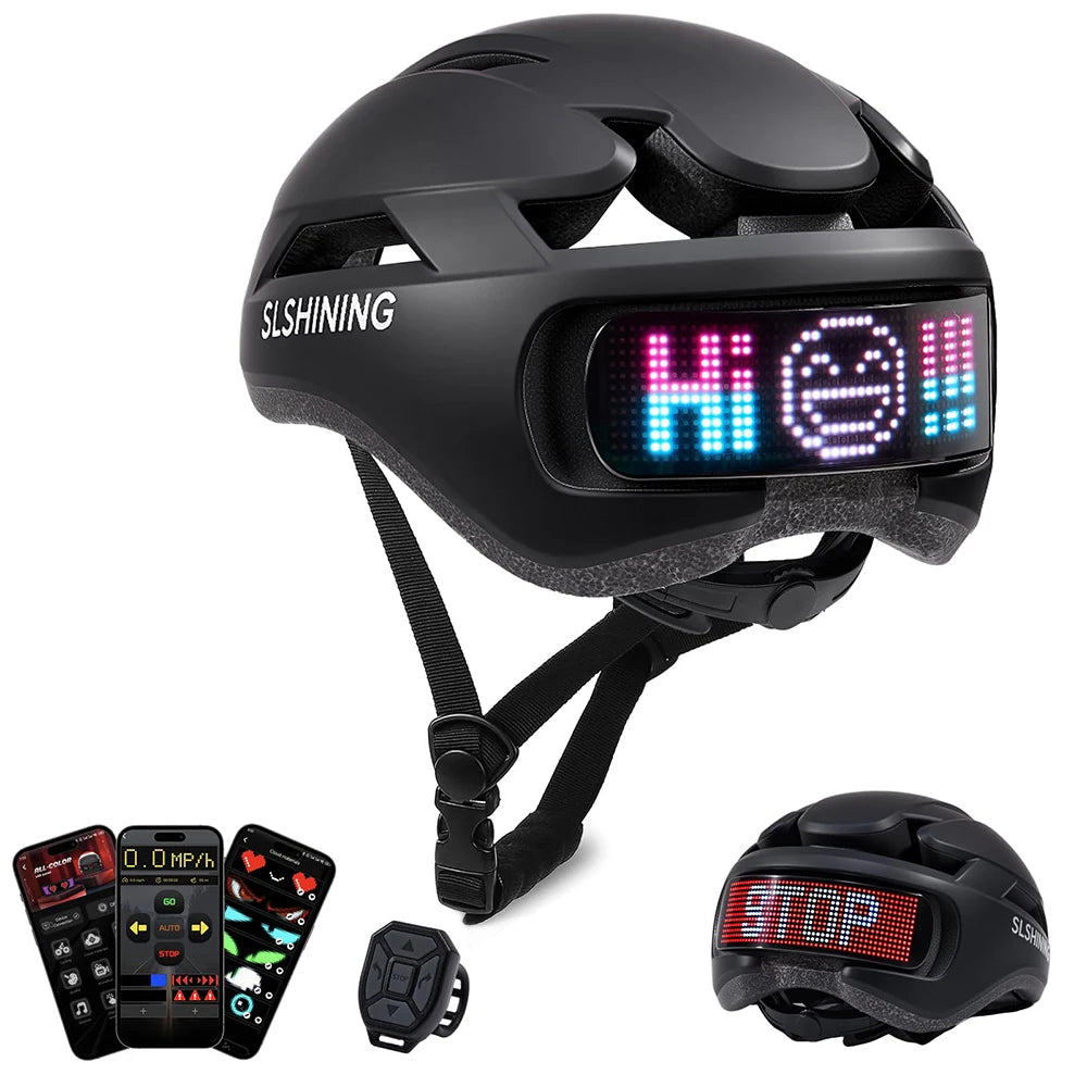 LED Display Cycling Helmet Adjustable Road And Mountain Bike Helmet