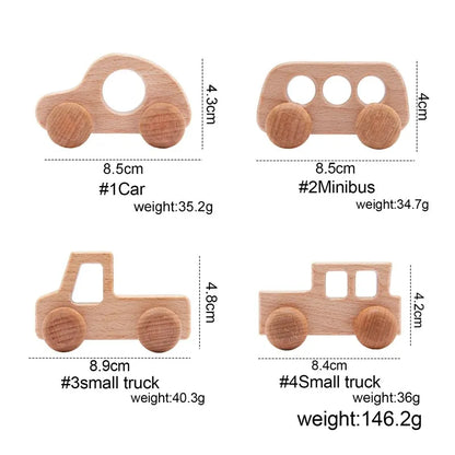 Baby Wooden Car Wooden Child Block For Babies BPA Free Organic Beech Animal Shape Baby Toy  Car Montessori Toys  Handmade Crafts