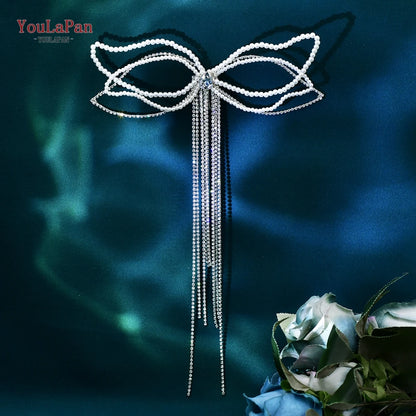 Long Rhinestone Tassel Hair Comb Bridal Wedding Hair Accessories Ladies Romantic Headwear Banquet