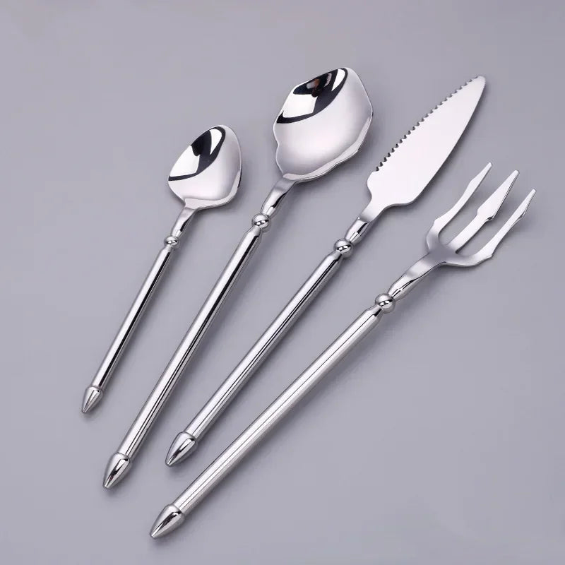 4pcs Upscale Cutlery Set 304 Stainless Steel Spoon and Fork Set Household Trident Kitchen Utensil Western Dinnerware Home Decor