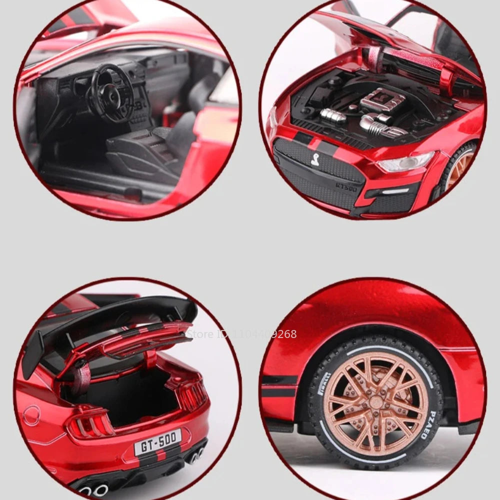 Scale 1:32 Mustang Shelby GT500 F-150 Toy Car Model Alloy Diecast Sound Light Pull Back Vehicle Models Birthday Gifts