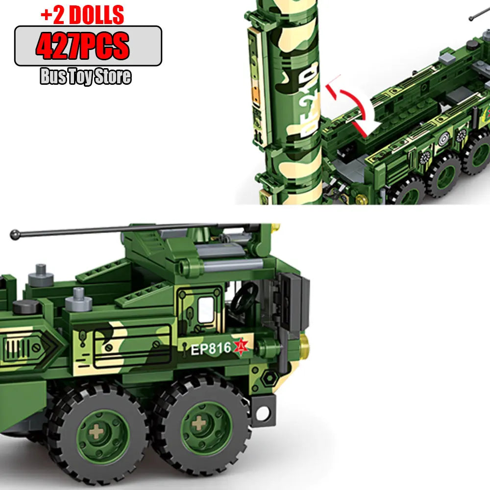 WW2 Military Dongfeng 21 Missile Transportation Car Model Weapons Series Military Leopard II 99A Tank World War II DIY Toys Gift