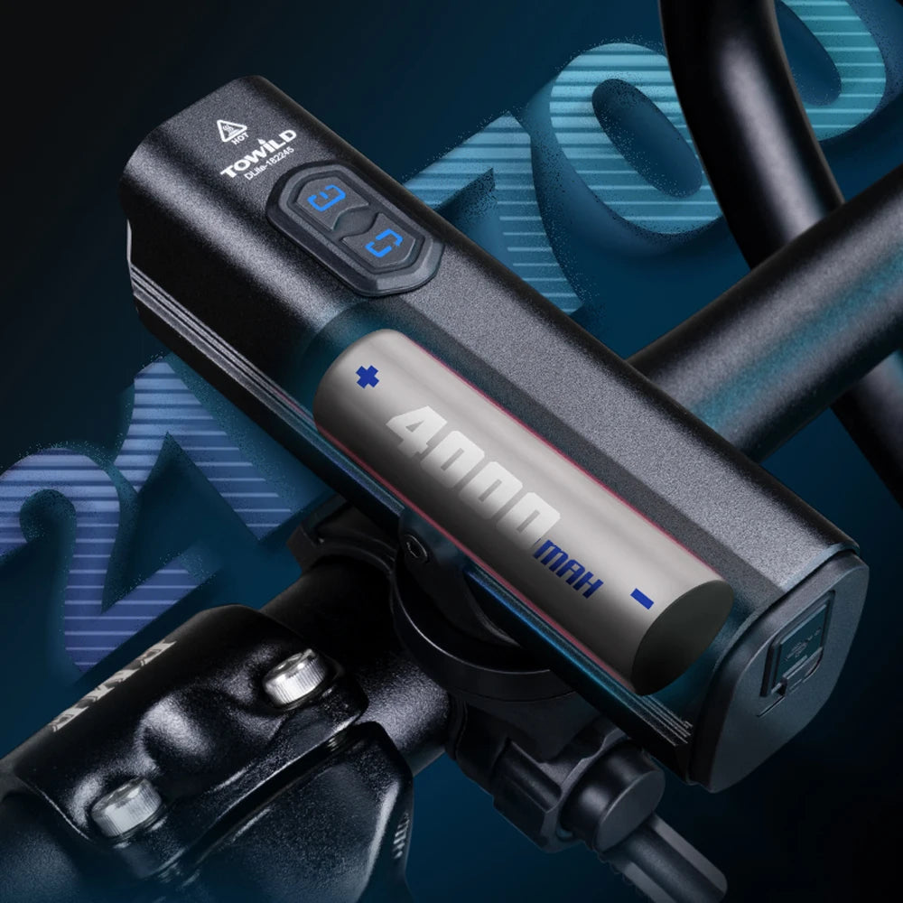 DLite 1200 Flood/Focus Beam Smart Remote Control 4000mAh battery Type-C rechargeable Road MTB Bike Light