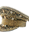 Leopard Print Festival Captain Hat Rhinestone Unisex Wedding Military Cap Steampunk Sergeant Hat Music Bride Masquerade Headwear