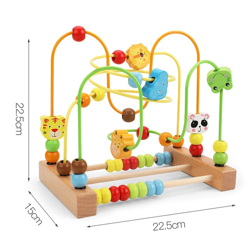 Montessori  Toys Wooden Roller Coaster Bead Maze Abacus Math Toys  Early Educational Toys for  1-3 Years