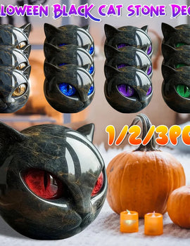 Black Cat Figurine Resin Cat Head Healing Stone Marble Texture Cat Stone Resin Cat Sculpture Ornament Cat Sculpture Craft Decor