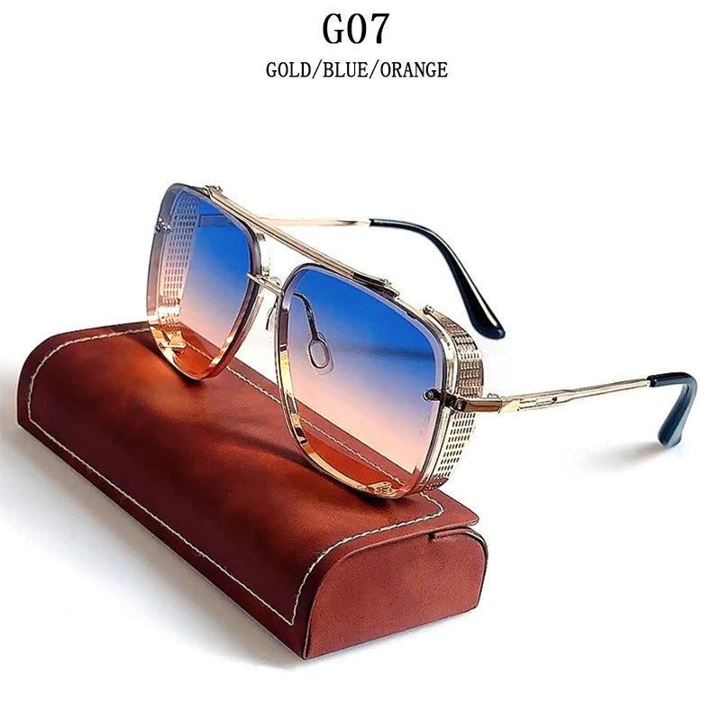 Vintage Steampunk Square Sunglasses With UV400 Protection