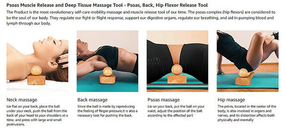 Psoas Muscle Release & Wood Therapy Massage Tools, Back, Neck, Arms and Hip Flexor Release Tool, Trigger Point Physical Therapy