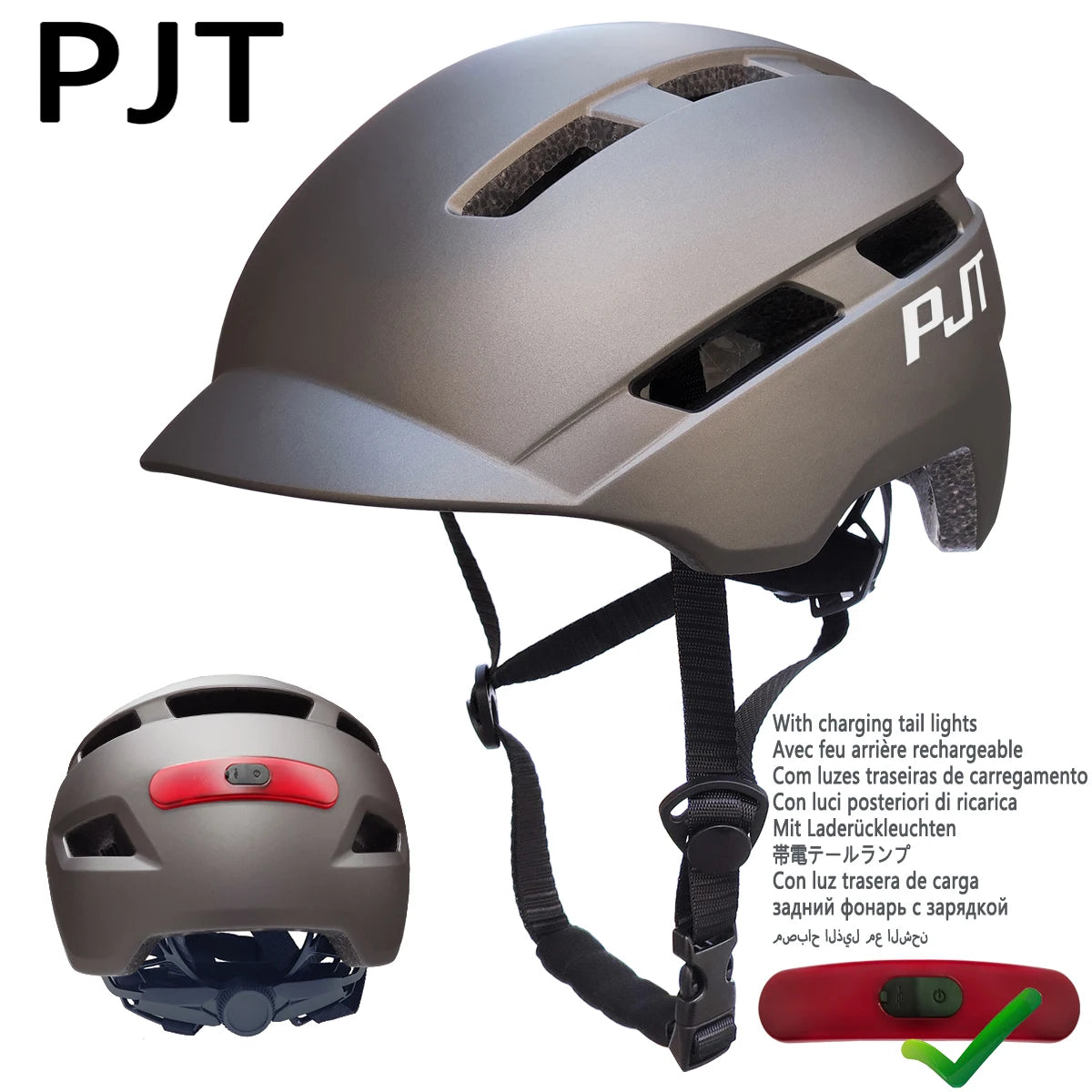 Rechargeable LED Cycling Helmet For Road Mountain Bike And Electric Scooter