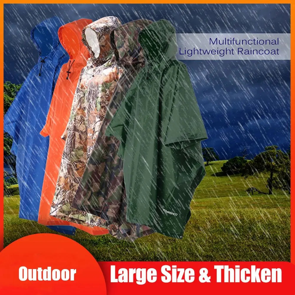 Three in One Waterproof Rain Poncho with Backpack Cover for Hiking and Camping