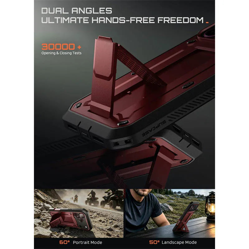 Full Body Rugged Phone Case with Built In Screen Protector and Belt Clip Holster for iPhone 17 Pro Max and iPhone 18 Pro Max