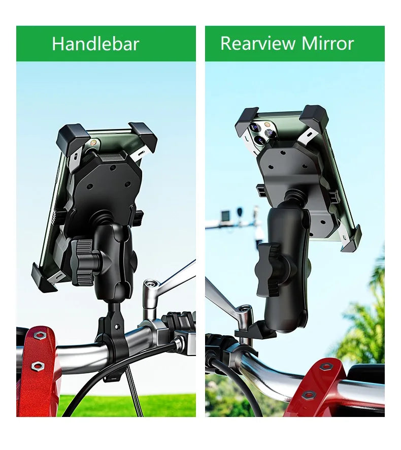 Upgraded Motorcycle Phone Holder 15W Wireless Charger USB QC3.0 Fast Charging Bike Smartphone Stand 360 Cellphone Support
