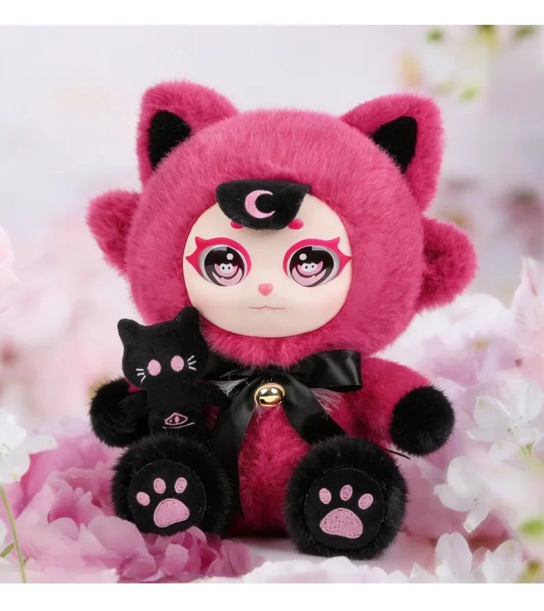 Purple Moon Ghost Cat Plush Toy With Mini Cat Pendant