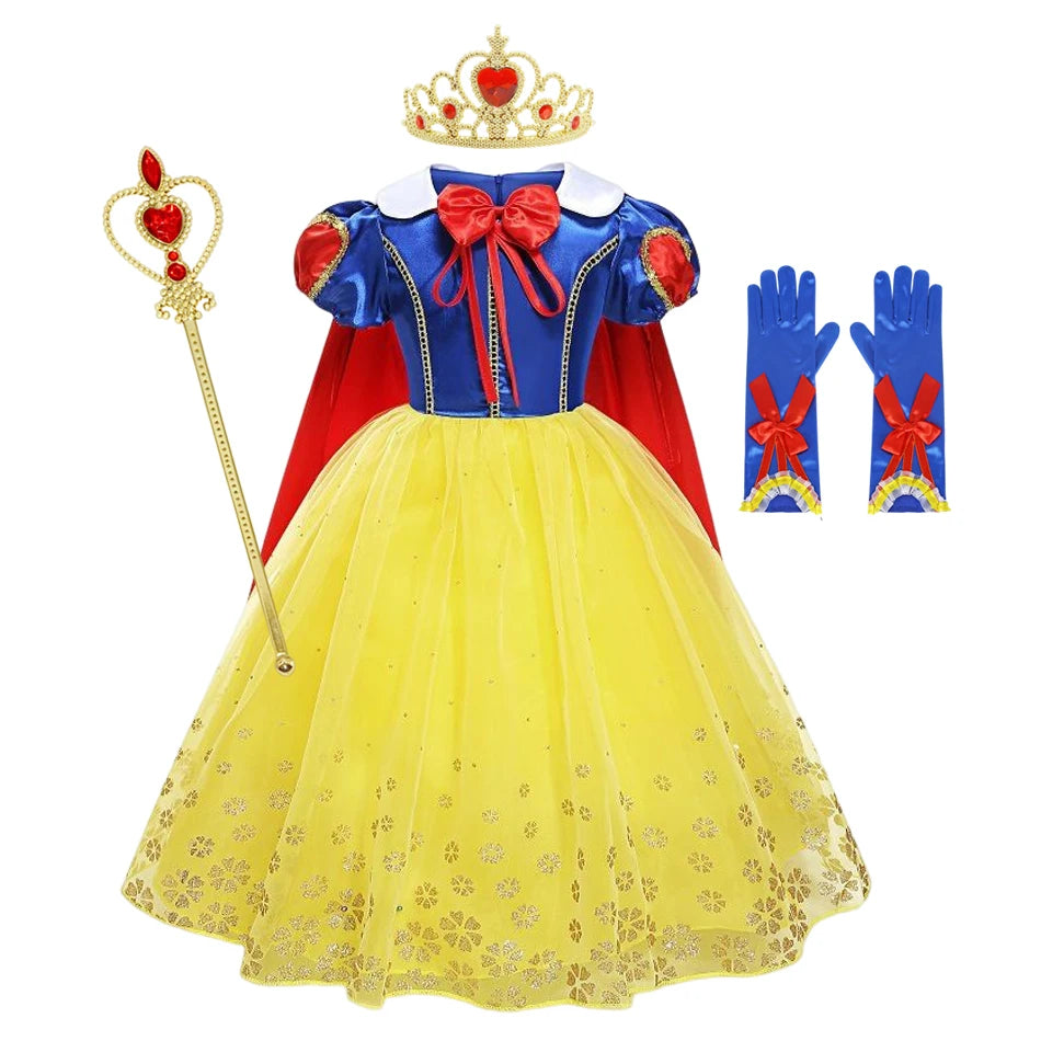 Snow White Princess Dress Mesh Clothes Vestidos Kids Christmas Halloween Carnival Cosplay Costume