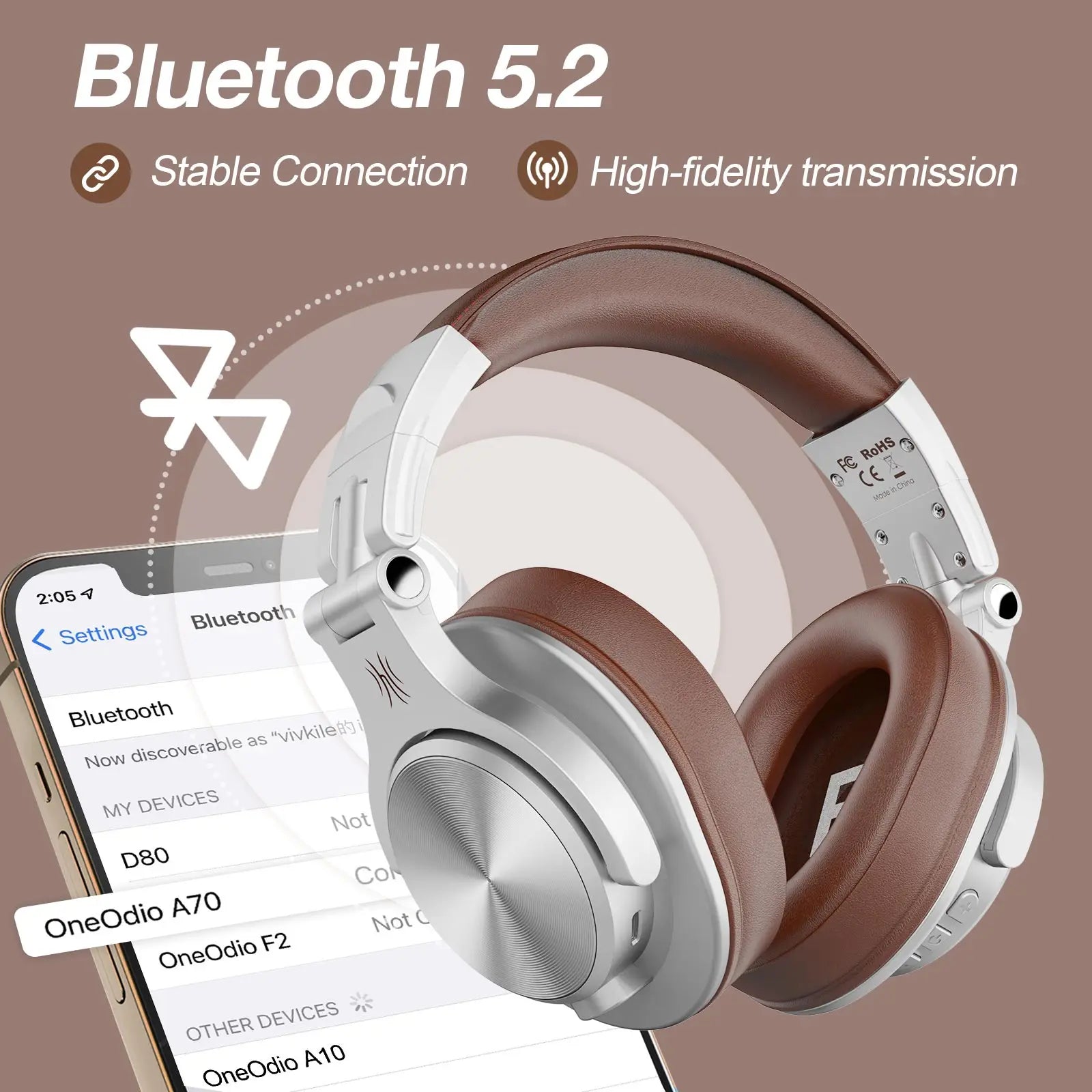 A70 Fusion Wired + Wireless Bluetooth 5.2 Headphones For Phone With Mic Over Ear Studio DJ Headphone Recording Headset