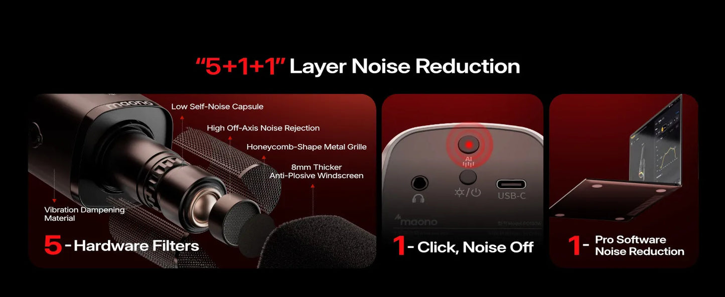 Wireless Dynamic Gaming Microphone with RGB Lighting and Noise Reduction