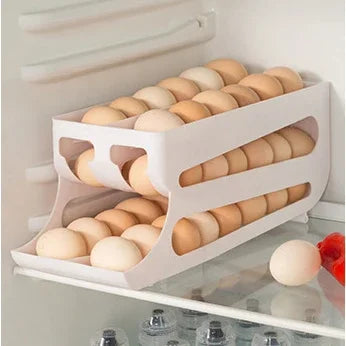 Automatic Rolling Egg Storage Box – Double Mouth Multi-Layer Slanted Egg Dispenser Tray