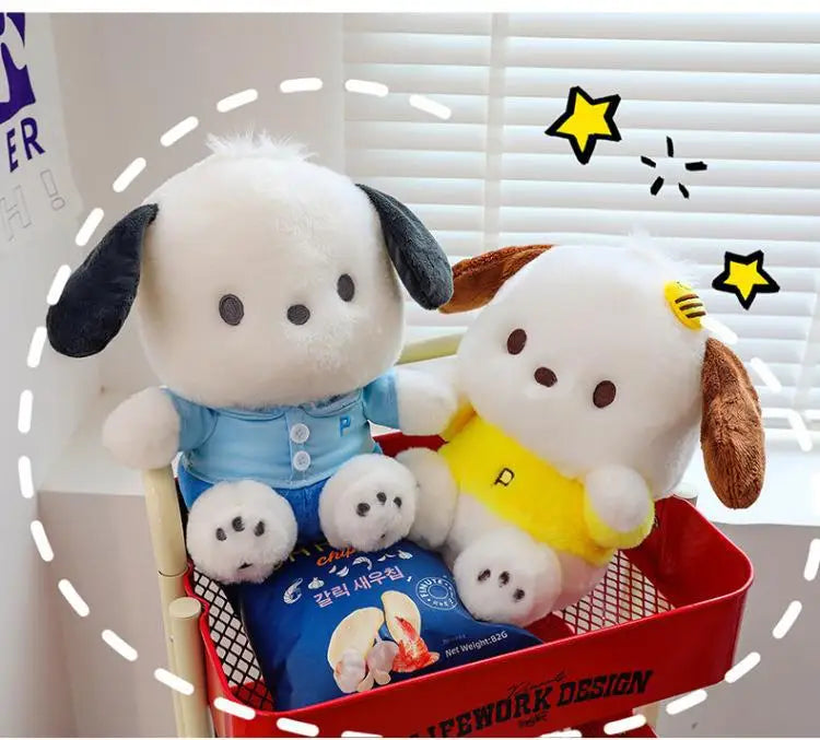 Cartoon Sanrio Pochacco Plush Toy Soft Stuffed Doll Cute Sofa Cushion Bedroom Decoration  Soothing Pillow  Anime Gift