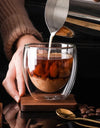 2/4/6pcs Screw Thread Espresso Cups Set Double Wall Glass Coffee Mugs Set 80ml Shot Glass Insulated Teacup Coffee Accessories