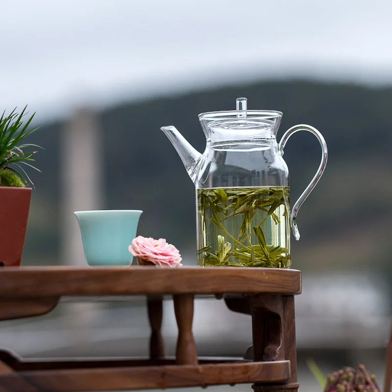 Retro Imitation Song Glass Teapot With Handle Kung Fu Tea Set Puer Kettle Bubble Tea Pot Household Teaware