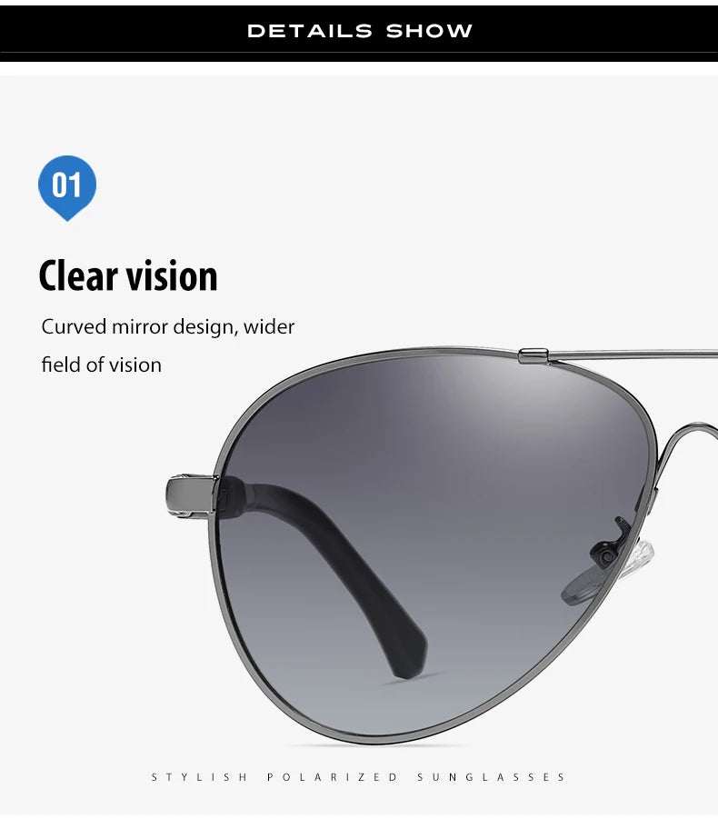 Titanium Memory Metal Photochromic Polarized UV400 Pilot Sunglasses for Men Women
