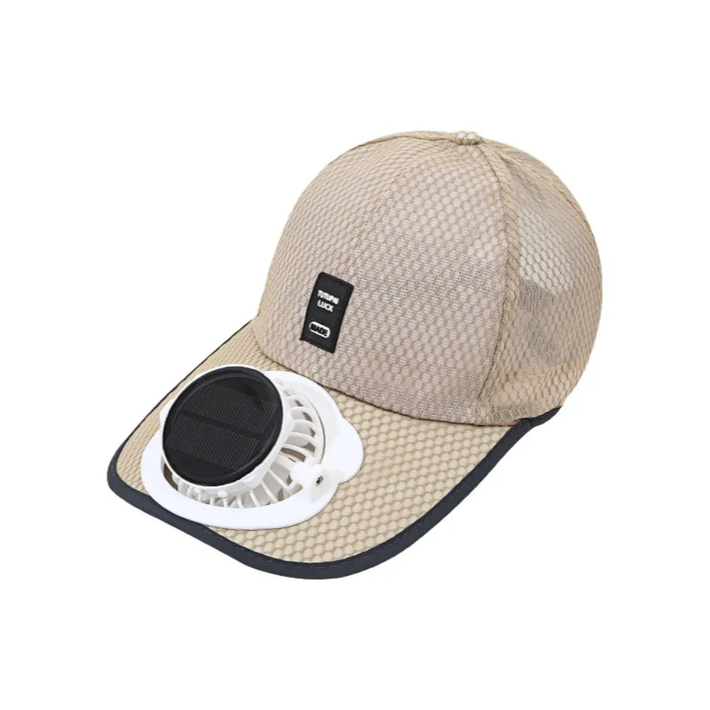 Solar Fan Baseball Cap With Rechargeable Battery