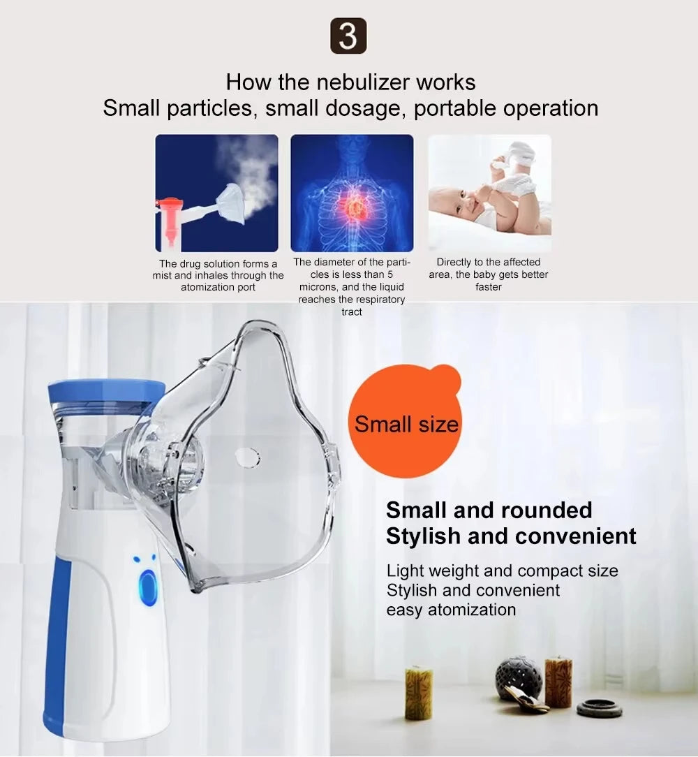 Handheld Portable Autoclean Inhale Nebulizer Mesh Atomizer Silent Inhaler Nebuliser Inhalator for Adult  Nebulizador