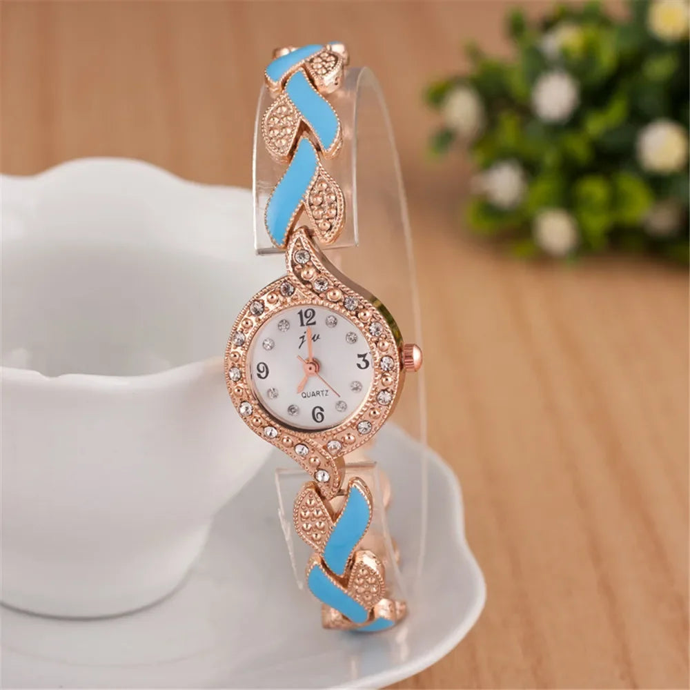 New Fashion Rhinestone Watches Women Luxury Brand Stainless Steel Bracelet watches Ladies Quartz Dress Wrist watches