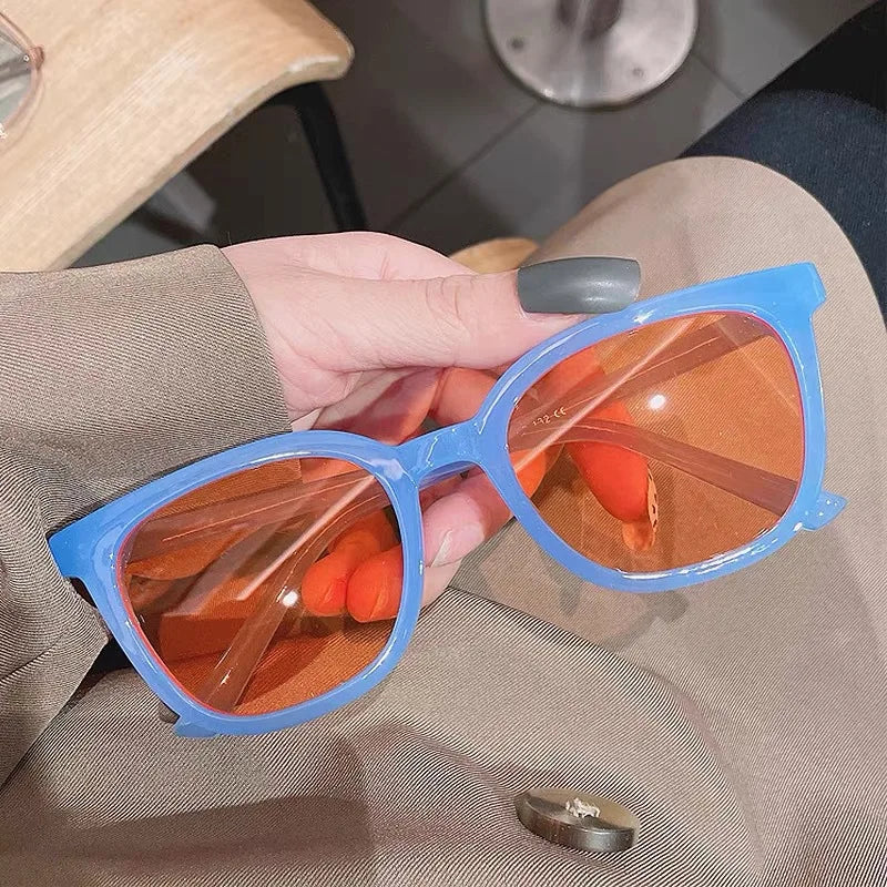 Square Cat-Eye Sunglasses Ladies 2022 Brown Small Red Book Travel Street Photography Sunglasses