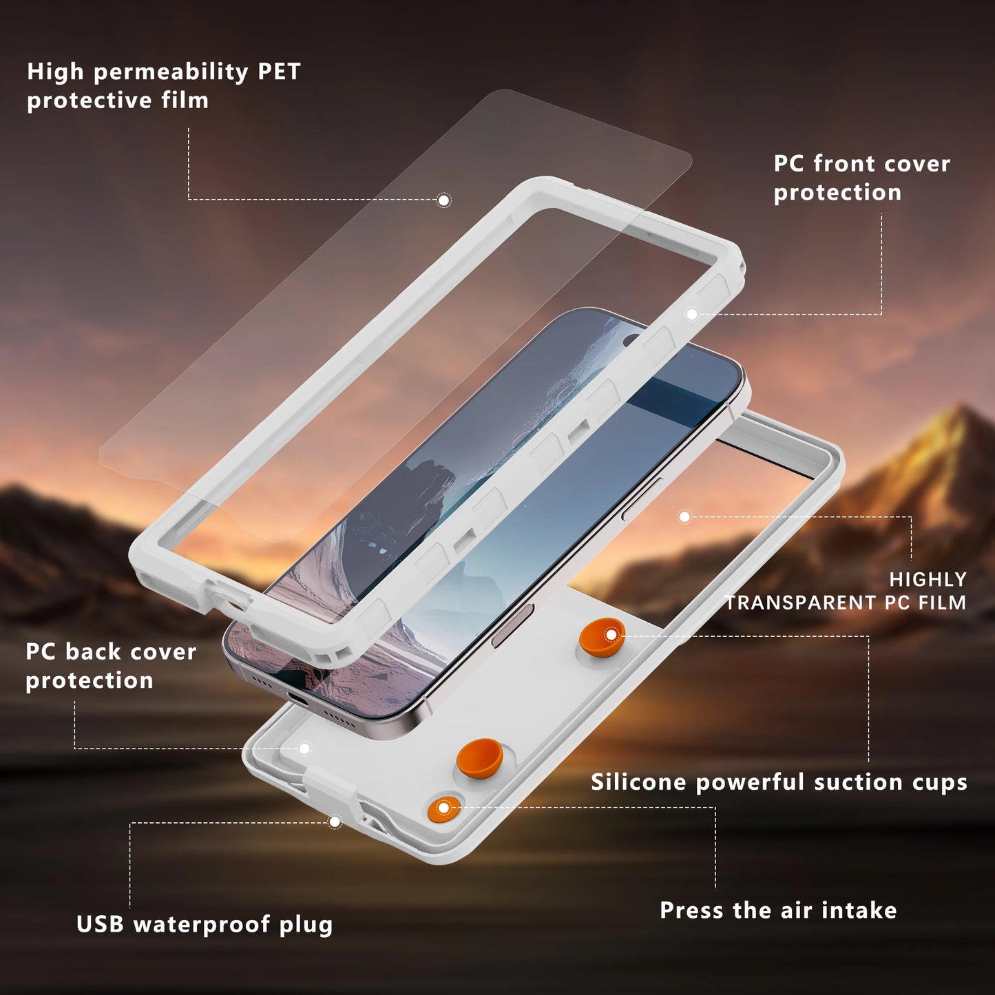 Waterproof Phone Case, New, Transparent, Universal, Underwater Touch Screen, Dust and Drop Protection, IP68, 6.9"