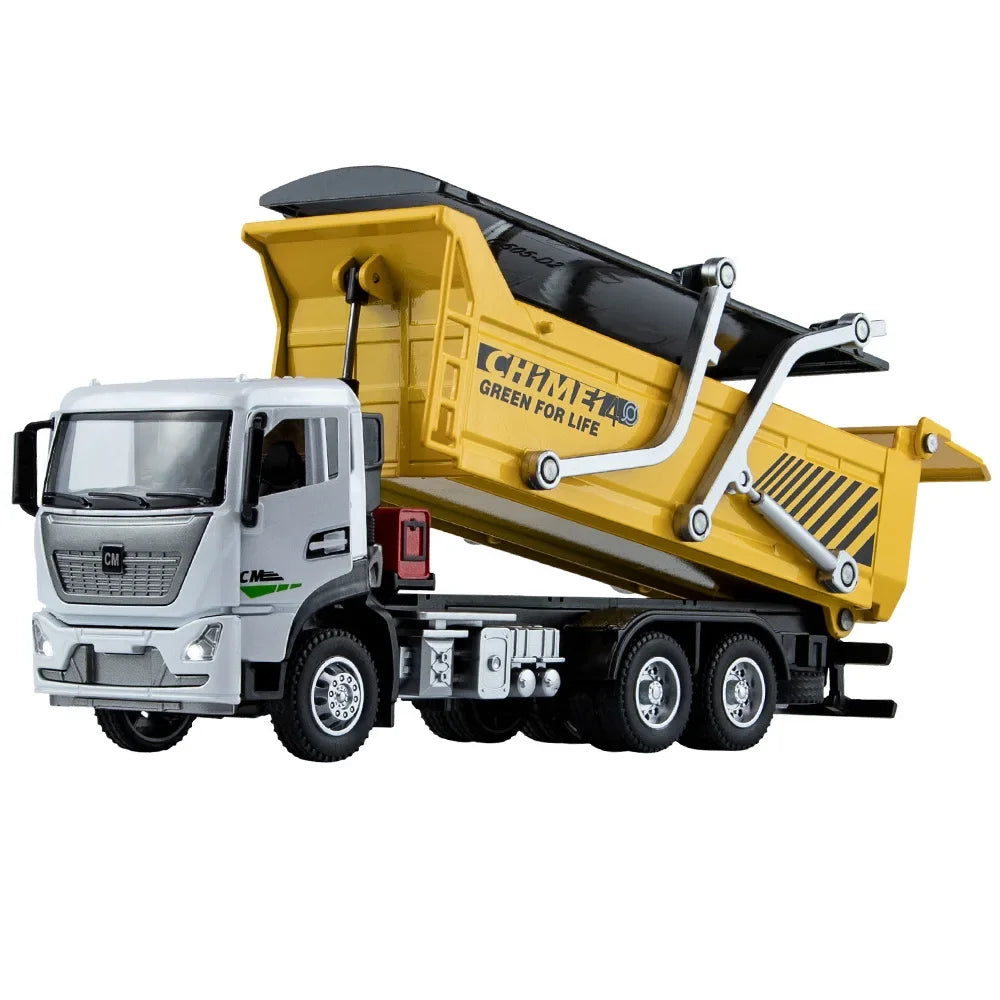 1/32 Dregs Transportation Vehicle Alloy Diecast Toy Model Cars Light Sound Muck Truck Doors Opened Engineering Vehicles