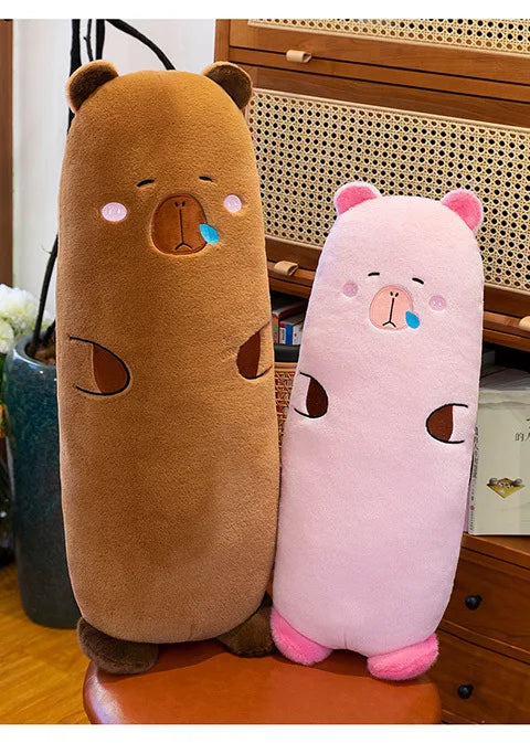 Kawaii Capybara Plush Toy Stuffed Animal Pillow Cuddly Long Body Doll for Kids Birthday Xmas Gift Soft Filled Plushie for Girls