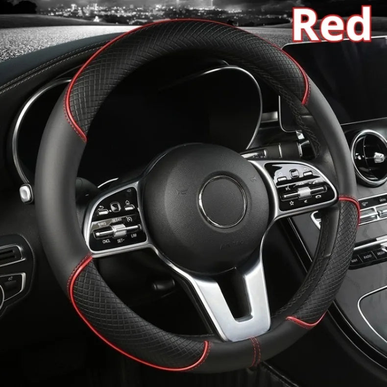 Universal Leather Diamond Steering Wheel Cover 37CM 38CM