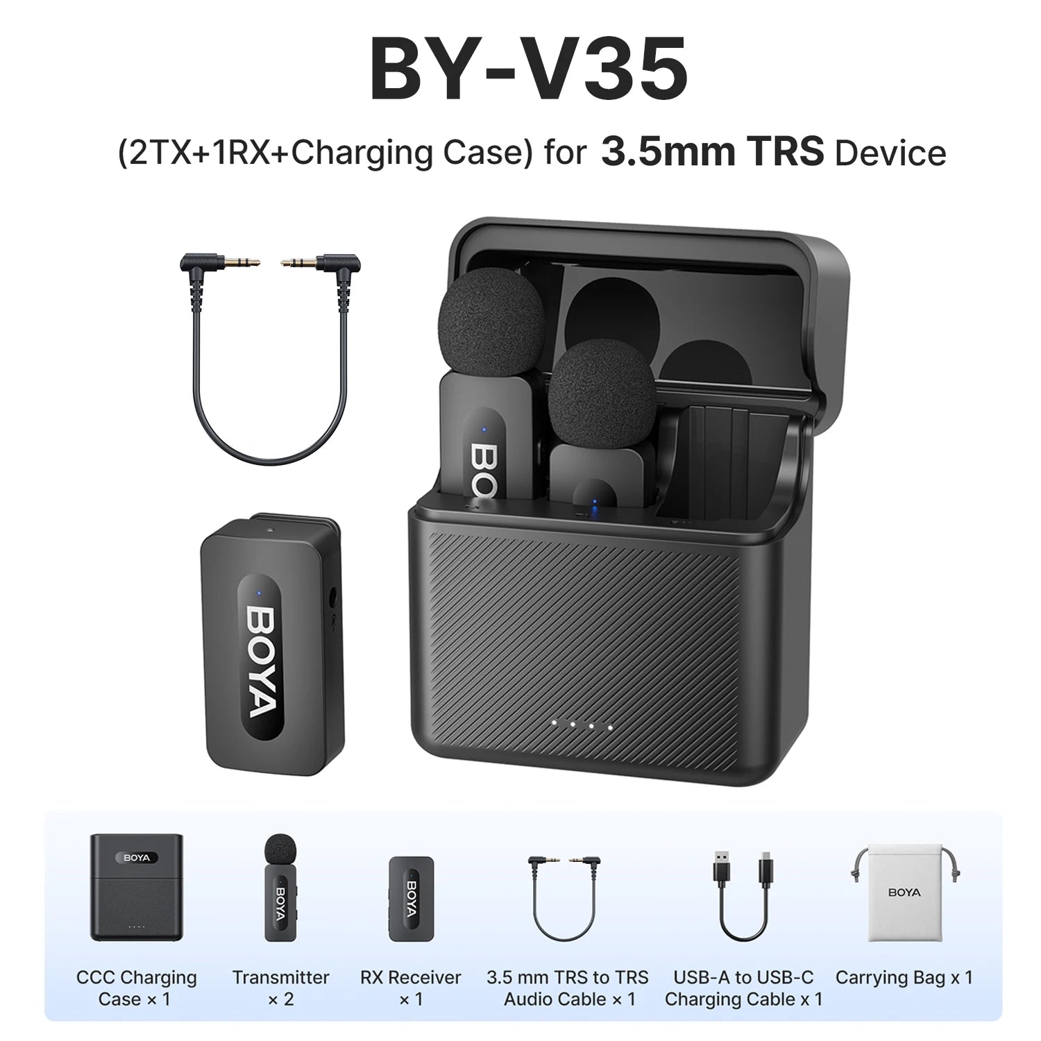 BY-V3 Wireless Lavalier Microphone for iPhone 15/16 Series Samsung DJI Pocket 3 Type-c Smartphones Cameras Video Recording