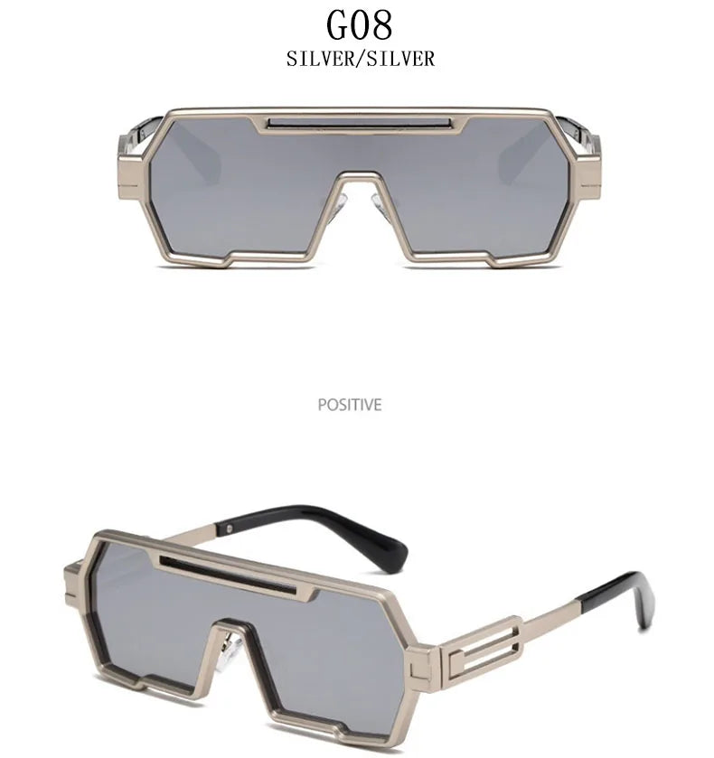 Square Steampunk Metal Sunglasses With UV400 Protection