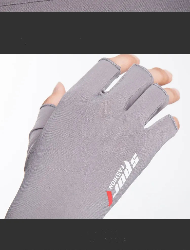 Sun Protection Gloves Arm Sleeves Summer Ice Silk Sleeves Driving and Riding Non-slip Fishing Ice Sleeves Half-finger Gloves