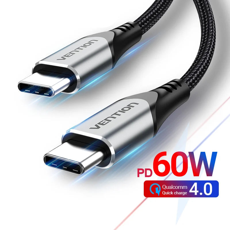 USB Type C To USB C Cable PD60W Fast Charging Cable USB C Cable for iPhone 16 15 Quick charge Cables 3A C Wire Data Sync