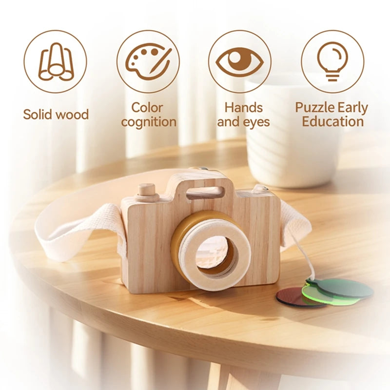 Wooden Camera Puzzle Toy With Cards Montessori Toys For Children Handmade Wooden DIY Presents Baby Room Decoration Outdoor Toy