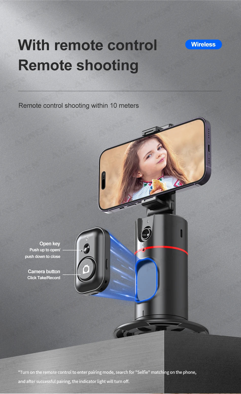 P02 360 Rotation Follow-up Gimbal Stabilizer Monopod Desktop Tracking Gimbal with Remote for Phone Live Photography