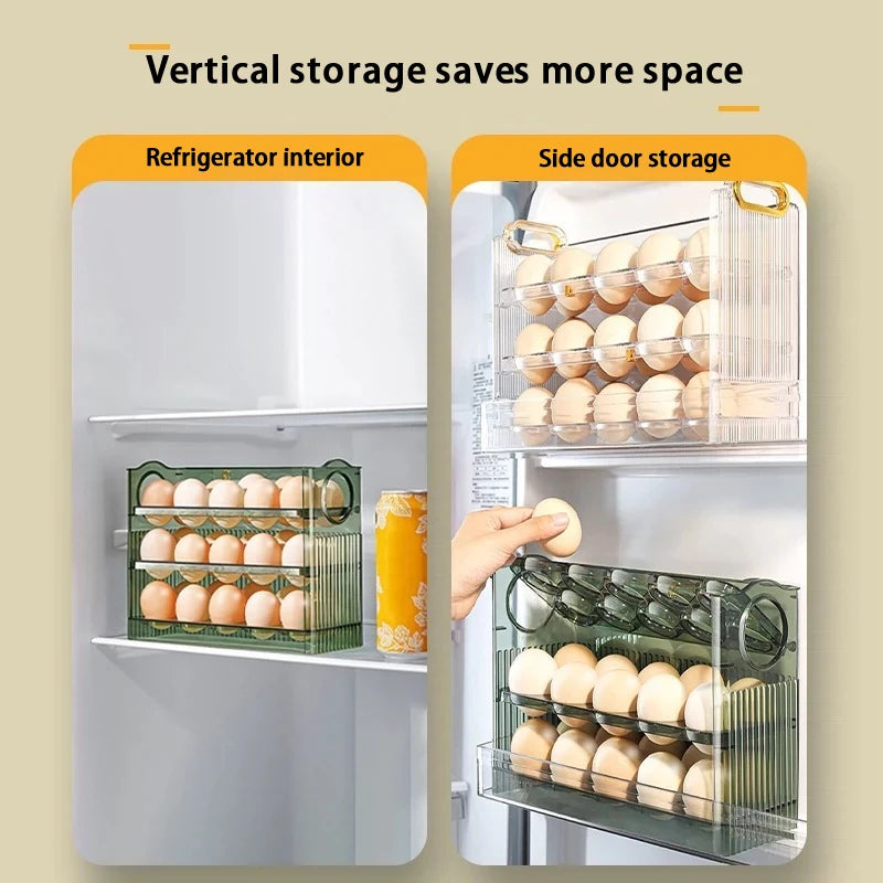 Self-Rolling Egg Dispenser – 2-Layer Clear Egg Storage Bin for Fridge Door