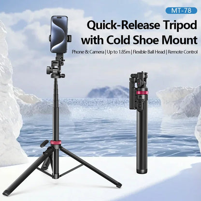 Quick-Release Tripod for Camera Smartphone Fill Light Max1.85m Tripod Selfie with Remote Control