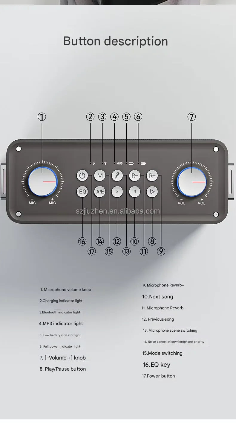 SANSUI T93 60W powerful stereo party speaker outdoor portable karaoke sound system wireless Bluetooth with microphone TF/AUX/USB