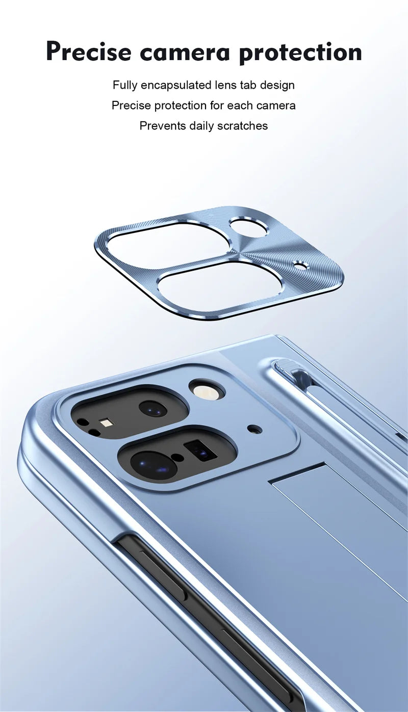 Electroplated Frosted lens Protection Tempered Glass Film Phone Case for Google Pixel 9 Pro Folding Hinge Phone Case