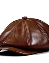 Spring Genuine Leather Hat Cap Cowhide Beret Warm  Cotton Men Padding Brand Brown/Black Duck Hat