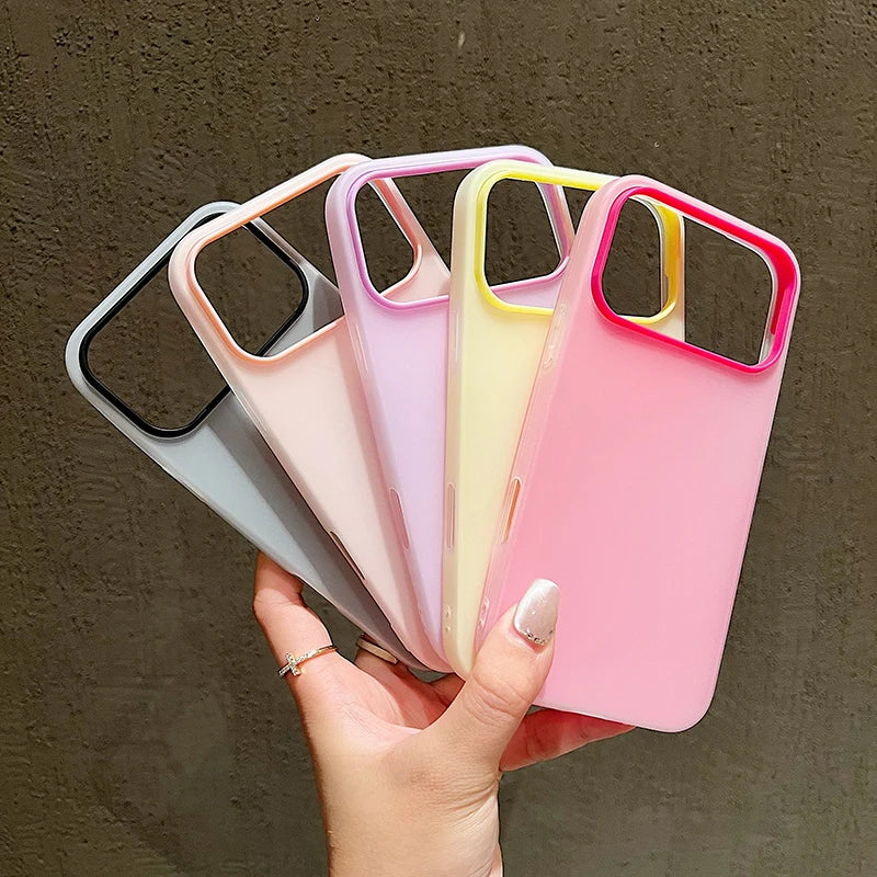 Luxury Candy Color Clear Matte Phone Case For iPhone 17 16 15 14 17 Air Shockproof Bumper Soft Jelly Cover